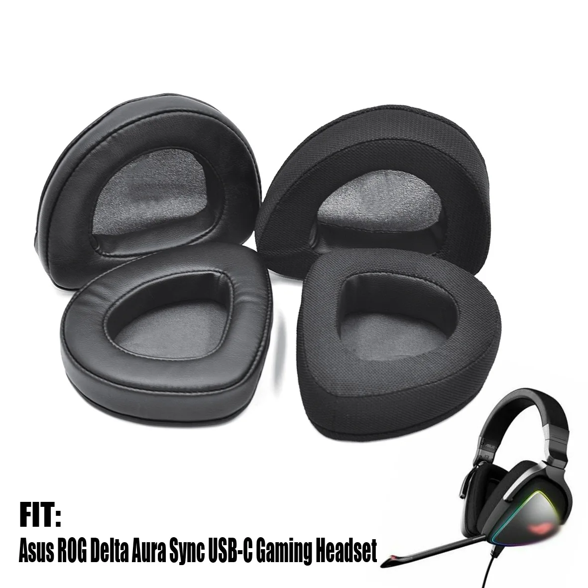 Zamjenjive jastučići za uši za slušalice za Asus ROG Delta Aura Sync Kvalitetne Mekani jastučići za uši Torbica za vrećice za Asus ROG Delta Aura Sync 2