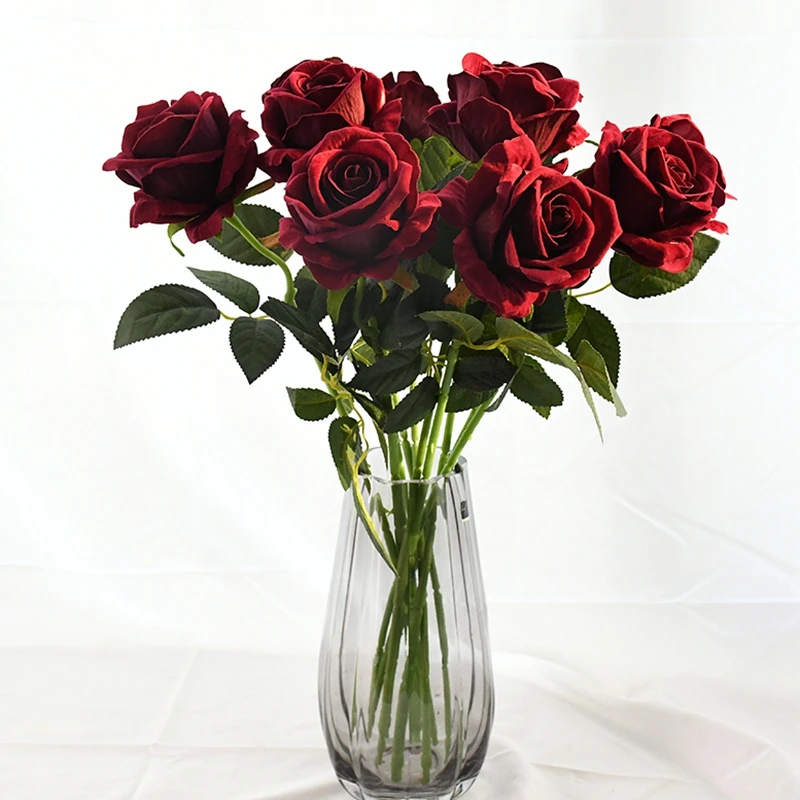 8ШТ Romantična Ruža Umjetni Cvijet DIY Crvena Bijela Svila Lažni Cvijet za Zurke Kuće Svadbeni Nakit Valentinovo