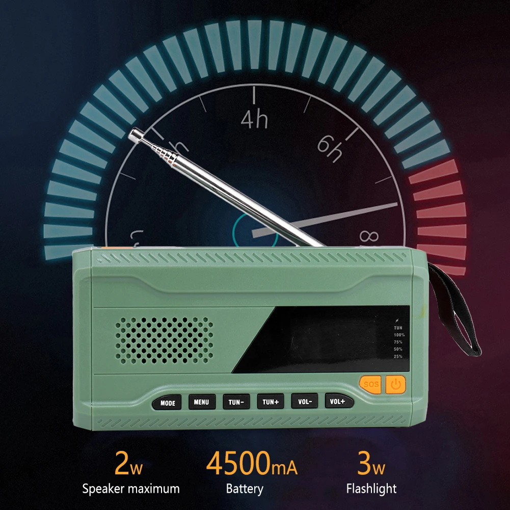 Multifunkcionalni Ručni Кривошипный Radio USB Punjenje Plastičnih Prijenosni Disaster Radio SOS Alarm 1,7-Inčni LCD Zaslon s Led Svjetiljku 2