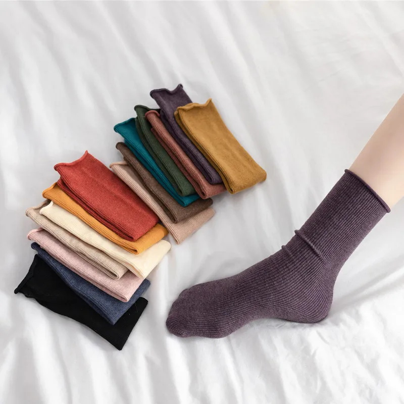 1 par Nove jesensko-zimske kašmir ženskih čarapa, tople čarape u stilu харадзюку, Običan Svakodnevni Sretan Zabavne Slatka Duge Čarape, Veličina 35-41