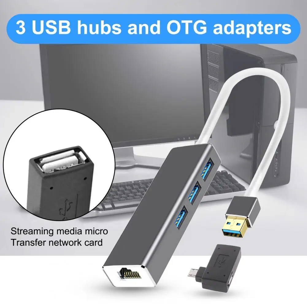Ethernet Adapter velike brzine 10/100 Mbit/s Micro USB RJ45 LAN Konverter sa 3 USB Hub OTG Adapter za Streaming TV-Memorije Etherne