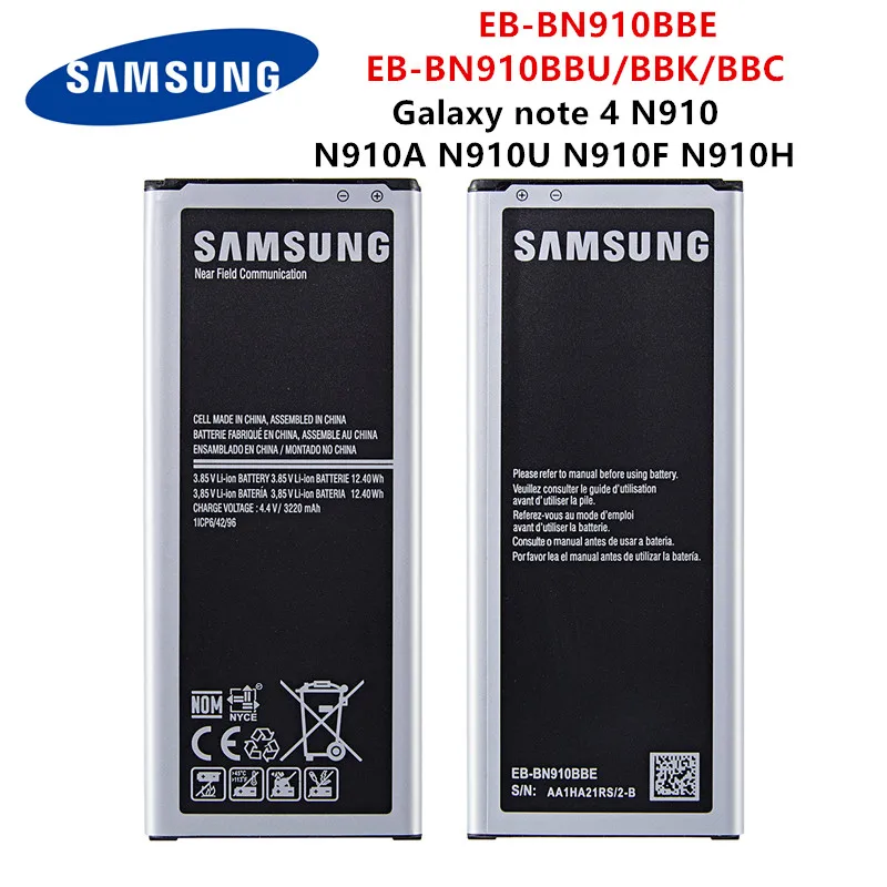 Originalni SAMSUNG baterija EB-BN910BBE EB-BN910BBK EB-BN910BBC EB-BN910BBU 3220 mah Za Samsung Galaxy Note 4 N910 N910A/V/P BEZ NFC