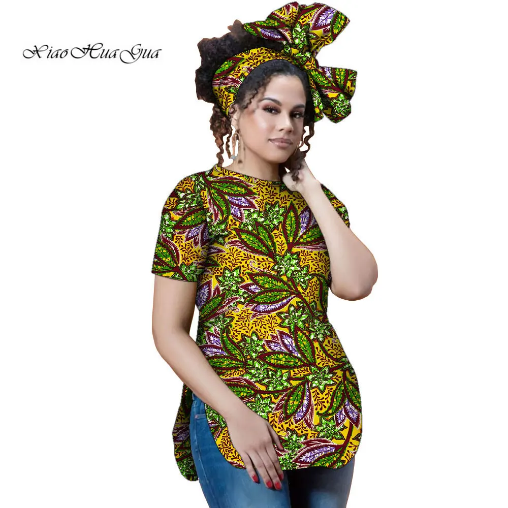 Ženske Afričke Bluze s Dressing na Glavu 2022, Košulje Kratkih Rukava i po cijeloj površini u Afričkom Stilu, Košulja + Šal, Svakodnevne Ženske Majice, Bluze, WY1472