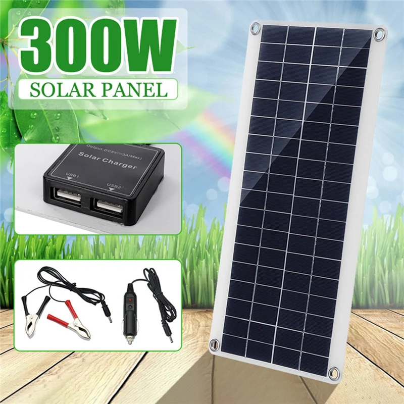 300 W Prijenosni Solarni Panel Dual 12/5 U DC USB Brzo Punjenje Vodootporne Hitna Punjenje Vanjski Punjač Za Auto 5