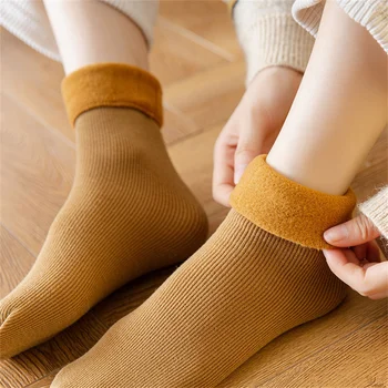 1 par Kašmir Zimskih Čarapa, Baršun Debele čarape za spavanje, Muške i ženske Tople Pamučne Zimske Čarape, Pliš čarape Prosječne Dužine Od čistog pamuka