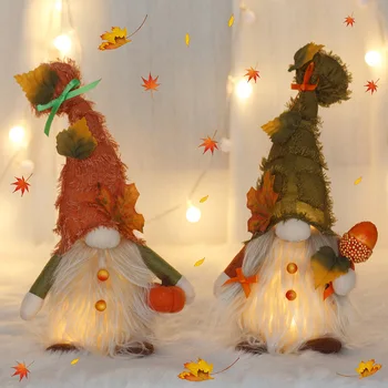 1pc Jesen Bezlicna Patuljak Lutka Led Svjetlo Medo Elf Igračka Dan Zahvalnosti Jesenja Žetva Večernje Uređenje Božićno Drvce Ukrasima 0