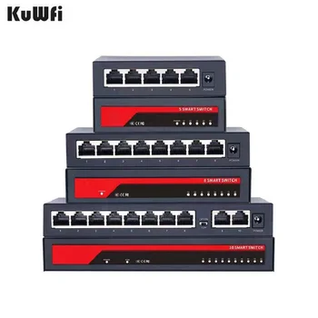 KuWFi Gigabit Switch 10/100/1000 Mbit/s 5/8/10 Portovi i priključci Ethernet Preklopnik Za IP Kamere/Wi Fi Ruter Ured Hostela