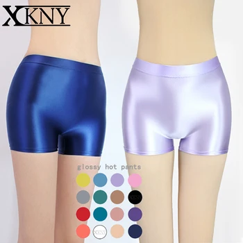 XCKNY satin sjajna kratke hlače neprozirne seksi svilenkasto sjajna vruće hlače s visokim strukom za trčanje, kupanje, opuštanje, kratke hlacice, sjajne tajice