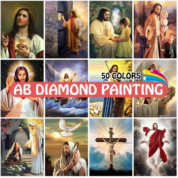Cijeli Trg je Okrugli Diamond Uzorak AB Religija Isus Gorski Kristal Slike Setovi Za križićima Slika Mozaik Dijamant Ukras