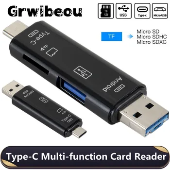 Grwibeou Type C i Micro-USB i USB 3 u 1 high-Speed Univerzalni OTG TF Čitač kartica za Android Telefone, Računala Produžnih