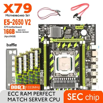 Komplet za matične ploče Intel X79 sa LGA2011 procesora Xeon E5 2650 V2 4 * 4 GB (16 GB) ECC REG DDR3 RAM Server memorija 1333 Mhz Matična ploča RJ45