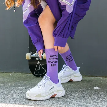 Moda hip-hop pismo čarape unisex crtani čarape ulica sportske čarape crno bijeli par čarape prozračna čarape s visokim potkoljenice