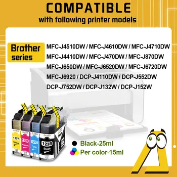 Zamjena je kompatibilan Za Brother LC123 LC 123 XL Ink cartridge Za Brother MFC-J6520DW MFC-J6720DW MFC-J6920 DCP-J132W Pisač 1