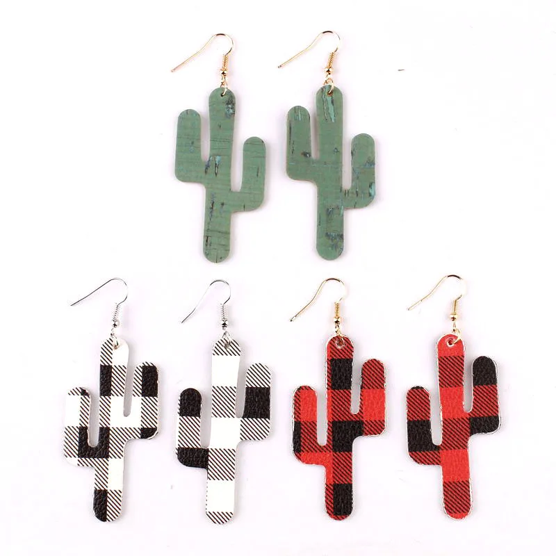 Jedinstveni Dizajn montažni rez Kaktus Koža Viseće Naušnice za Žene Trendi Modne dodatke za Žene Naušnice Proizvođač