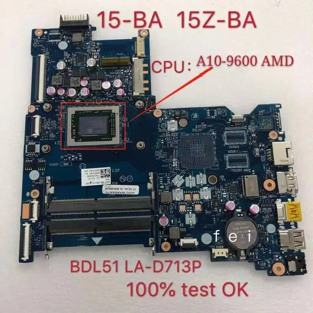 za 854958-601 854958-501 BDL51 LA-D713P Matična ploča za HP-15-BA 15Z-BA Matična ploča laptop Procesora A10-9600P 100% Test u Redu