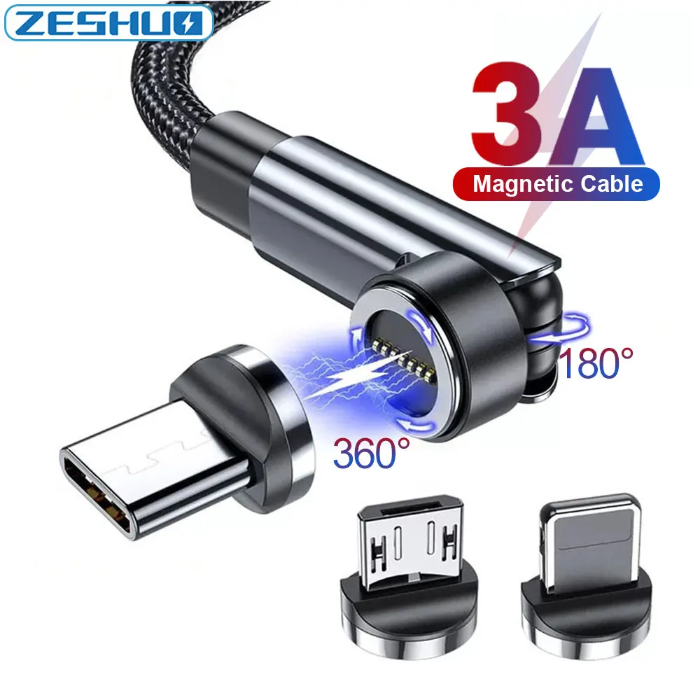 Magnetni Kabel Micro USB Type C sa Okretanjem na 540 ° za iPhone Samsung Magnet, Kabel za Brzo Punjenje Huawei Xiaomi Podrška za Prijenos Podataka