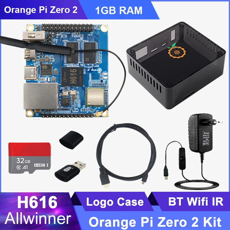 Narančasta Pi Zero 2 1 GB Ram-a, ABS Torbica Kit Allwinner H616 Čip BT Wi Fi IC Prijemnik Narančasta Pi Zero 2 za Android OS 10 Ubuntu Debian 0
