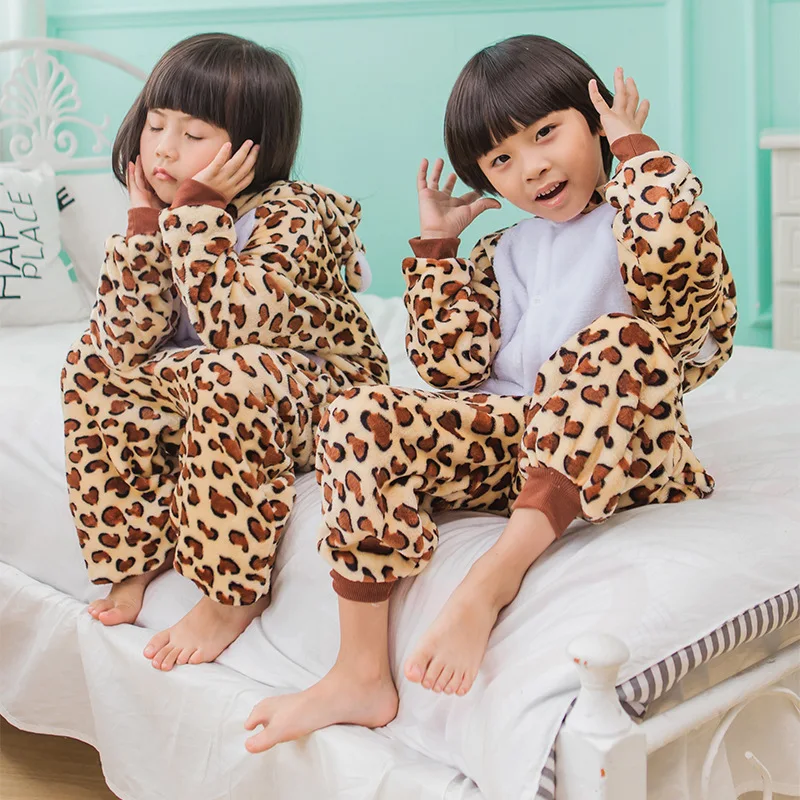 Леопардовая Пижама Dječje пижама Unisex, za Dječake I Djevojčice, Пижама S Crtani Životinjama, Пижама, Пижама S Kapuljačom