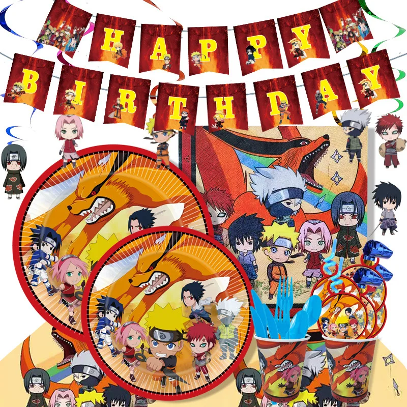 Japan Anime Ninja Uzumaki Sasuke Kakashi Sakura Tematska Dekoracija Za Zurke Papirnata Čaša Tanjur Ubrus Dječji Tuš Dječji Pribor Za Rođendan