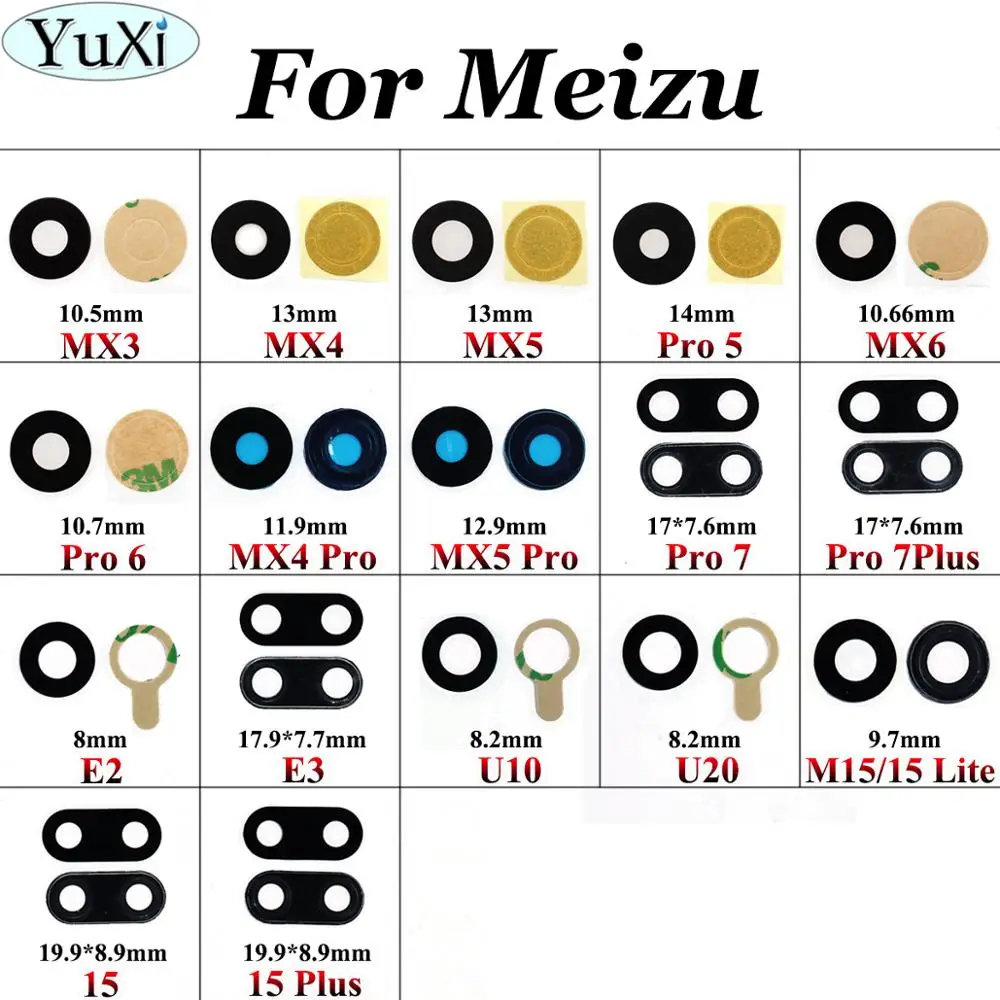 Staklo kamere YuXi Za Meizu MX3 MX4 MX5 Pro 5 6 7 Plus E2 E3 U10 U20 M15 lite Plus Zamjena Dijelova Kućišta Staklo Objektiva fotoaparata