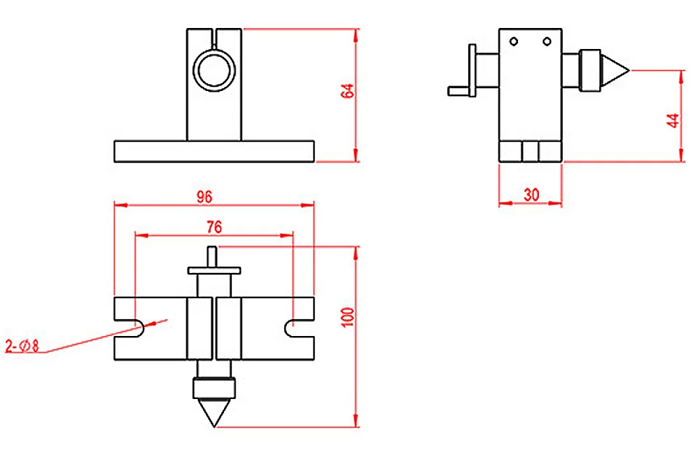 Visina centra stražnjoj headstock CNC 44 mm za osovinu rotacije 4 osi CNC engraving glodalice setovi 3