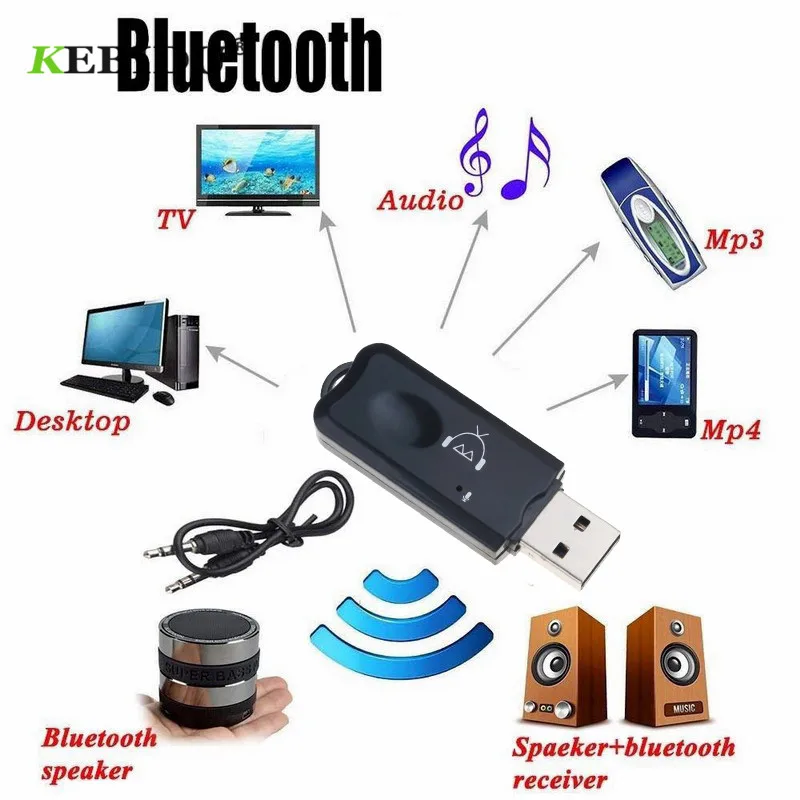 KEBIDU USB Bluetooth Prijemnik V2.1 Bluetooth Bežične Audio Adapter AUX Stereo Mikrofon za USB Auto MP3 Player Zvučnik 4