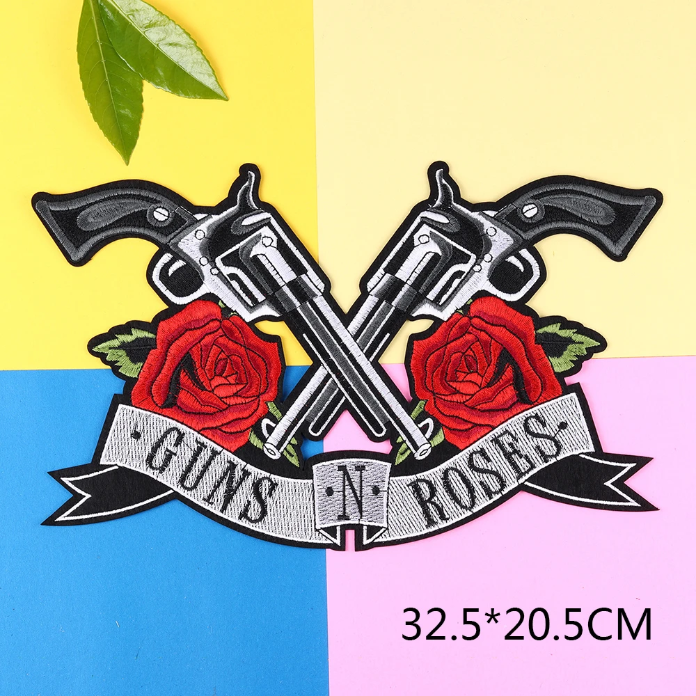 Punk Guns N Roses Lubanju Željezni Na Нашивках s Vezom Biciklistički Naljepnice Odjeća Jakna sa Izvezenim Motocikl Ruksak Velike Нашивки