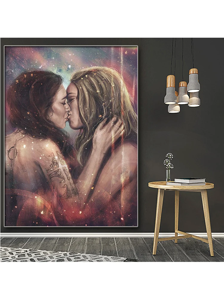 Cijeli trg je Okrugli diamond slika Žena Lesbian Kiss 5d slike za vez diamond mozaik 2021 Najnoviji dekor sobe 1