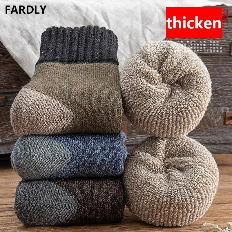 5 Parova Obložen Vunene Čarape, Muške Kvalitetne Tople Zimske Čarape, Pamučne Čarape Božićni Poklon, Gospodo Termo 0