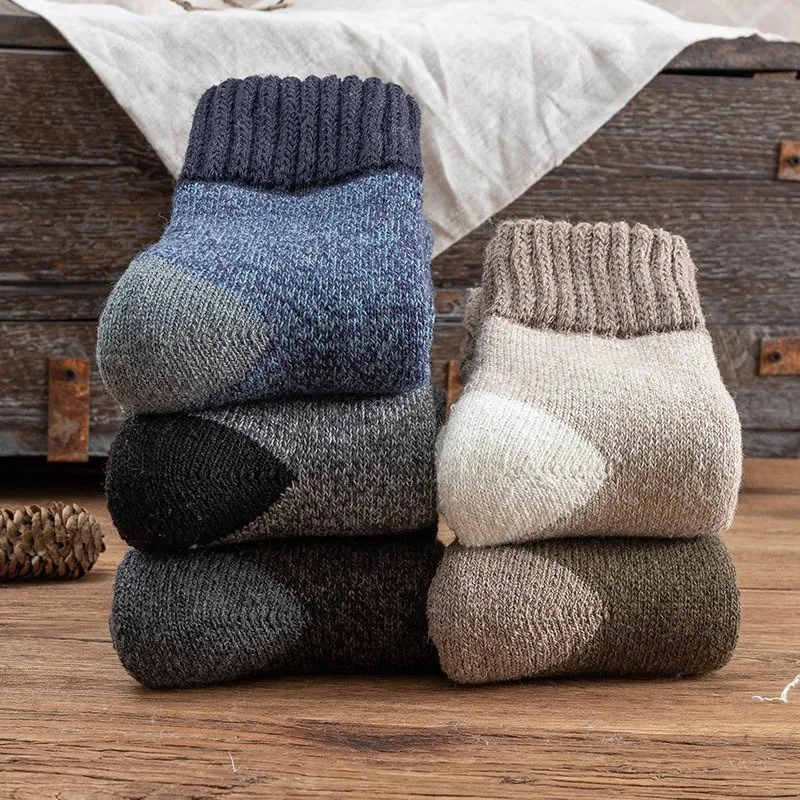 5 Parova Obložen Vunene Čarape, Muške Kvalitetne Tople Zimske Čarape, Pamučne Čarape Božićni Poklon, Gospodo Termo 1