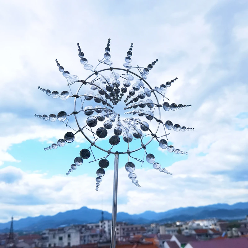 Nova Jedinstvena i Čarobna Metalni Vjetrenjača 3D Vodene Kinetička Skulptura Travnjak Metalne Solarni Vjetar Predenje Dekor Dvorište i Vrt 0