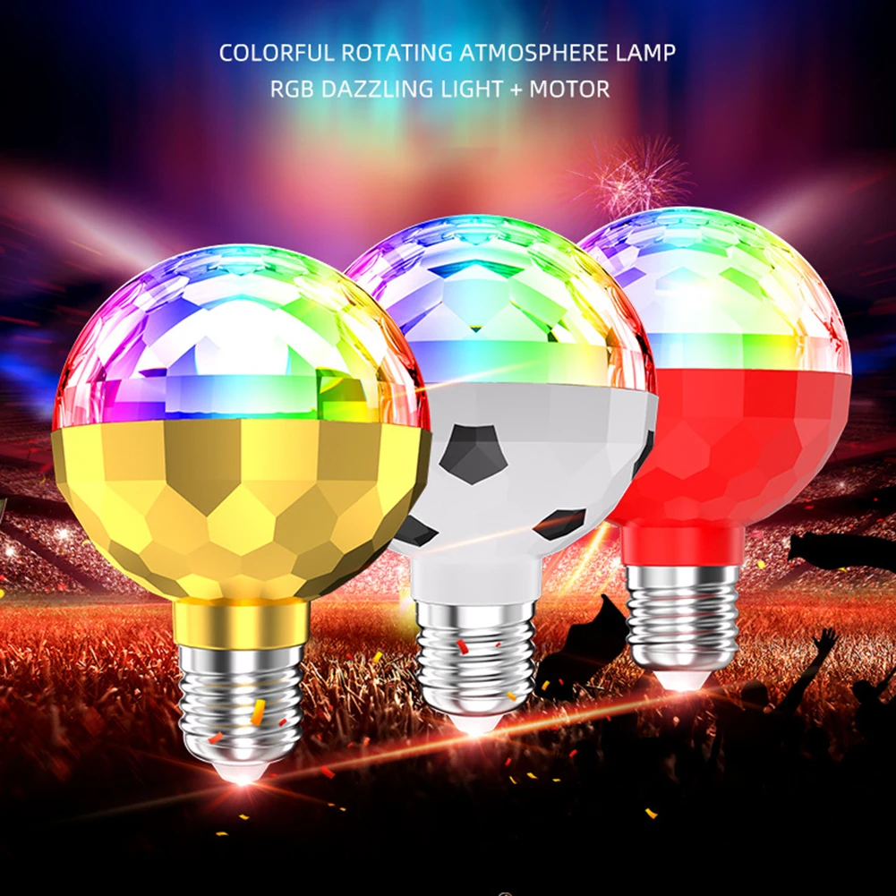 E27 Boja Automatski Rotirajući RGB Led Žarulja Scenski Efekt Svjetlo Žarulja Disco Crystal Magic ball Club DJ Dance Party Atmosfera Lampa