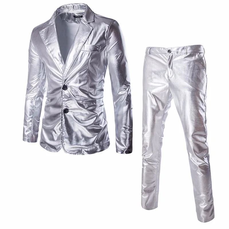 Na veliko i malo S premazom Boje: Zlatna, Srebrna, Crna (Jakna + Hlače) Muško Odijelo Setove Haljinu Marke Blazer Večernje faze pokazuju sjajna odjeća
