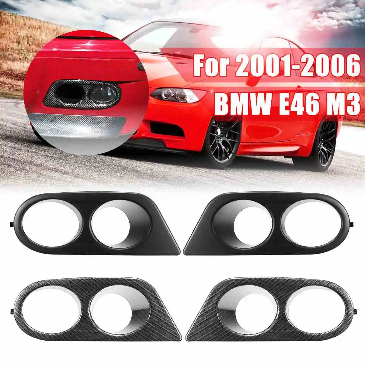 Par Automobilskih Svjetala za Maglu Pokriva Surround za dovod Zraka Za BMW E46 M3 2 Vrata, 2001-2006 Karbonskih Vlakana Sjajno Crna