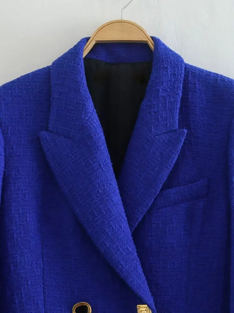 Jesen 2022 novi plavi двубортный odijelo s lapels odgovarati uz vašu suknju, jesen casual odijelo, suknja, suburban temperamentna kostim iz dva dijela 3