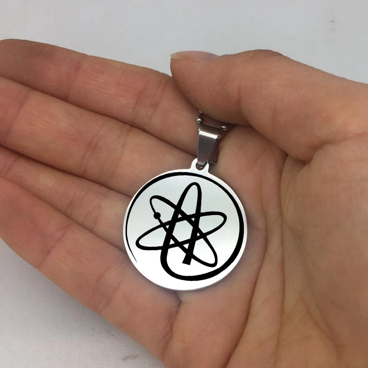 Ateistički Znanstvenik Znak Ogrlica Od Nehrđajućeg Čelika-Disk Perle Lanca Ogrlice Nakit Izravna Dostava YP7150 0