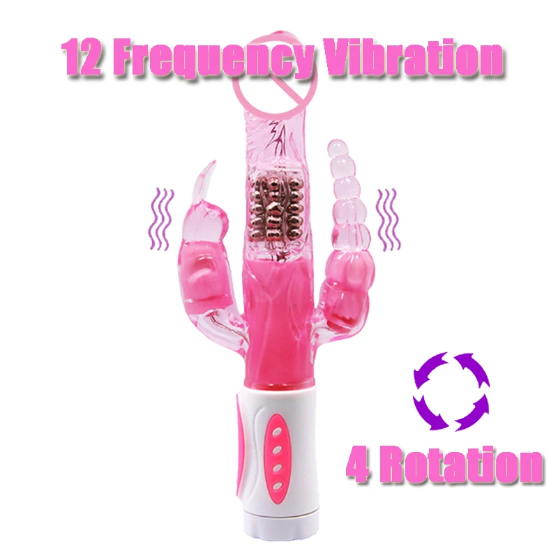 Rabbit Vibrator Rabbit Trostruki Užitak G Spot Stimulator Klitorisa Analni Čep Rotacija Seks Igračke za Žene Klitoris Dildo Vibrator 4