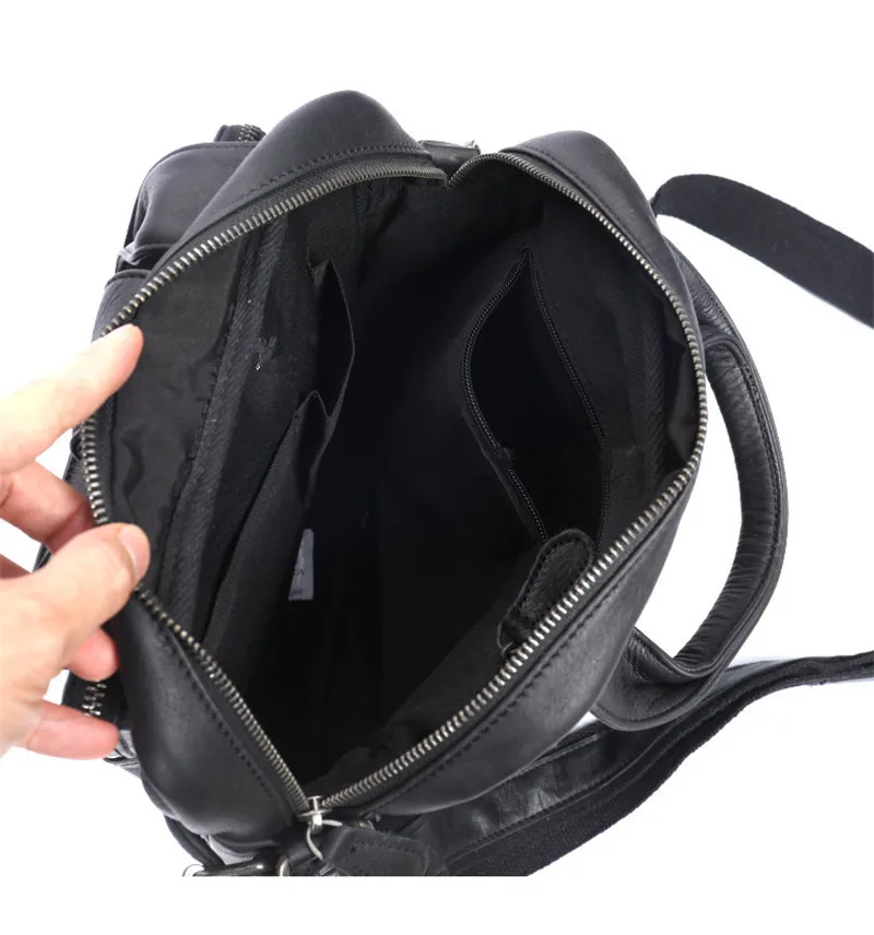 Retro modni top od bičevati prvi sloj, muška crna torba za rad na otvorenom, visokokvalitetni poslovni portfelj od prirodne kože 4