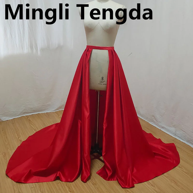 Mingli Tengda Crveni Saten Skidaju donje suknje za vjenčanicu s Repom na Struk, Suknja čipka-up, pribor za vjenčanja na red