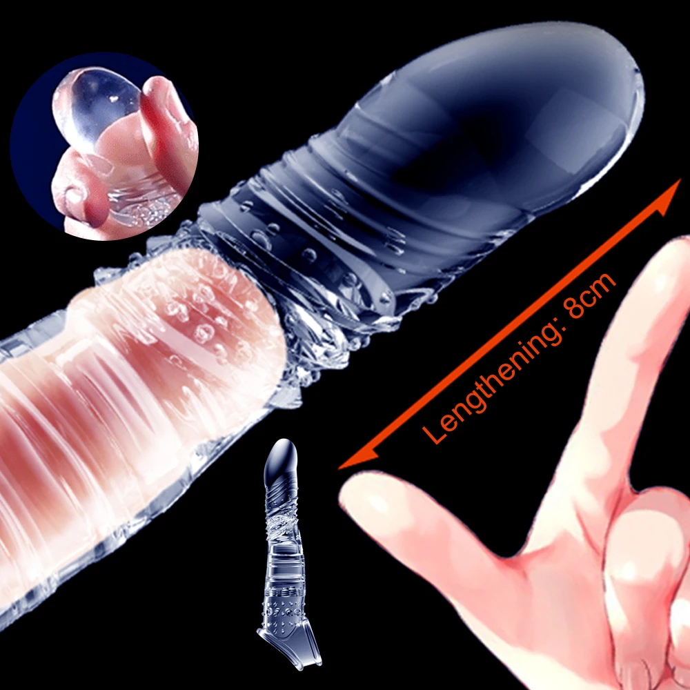 Gumena Cijev Penisa Rukava Za Višekratnu Upotrebu Soft Kondomi Sa Zaostatkom Od Ejakulacije Produžetak Penisa Dick Rukava Seks-Igračke Za Odrasle Za Muškarce