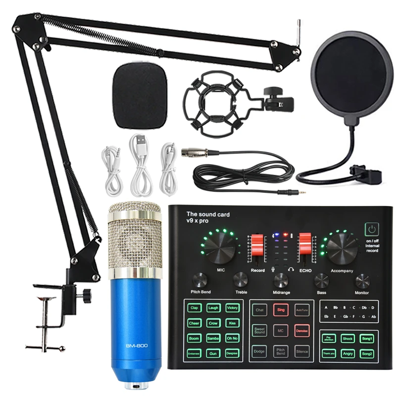 Bm 800 Mikrofon Zvučna Kartica Profesionalni Studijski Kondenzatorski Bežični Mikrofon za USB Igre Karaoke Pjevanje Mikrofon za PC Telefona