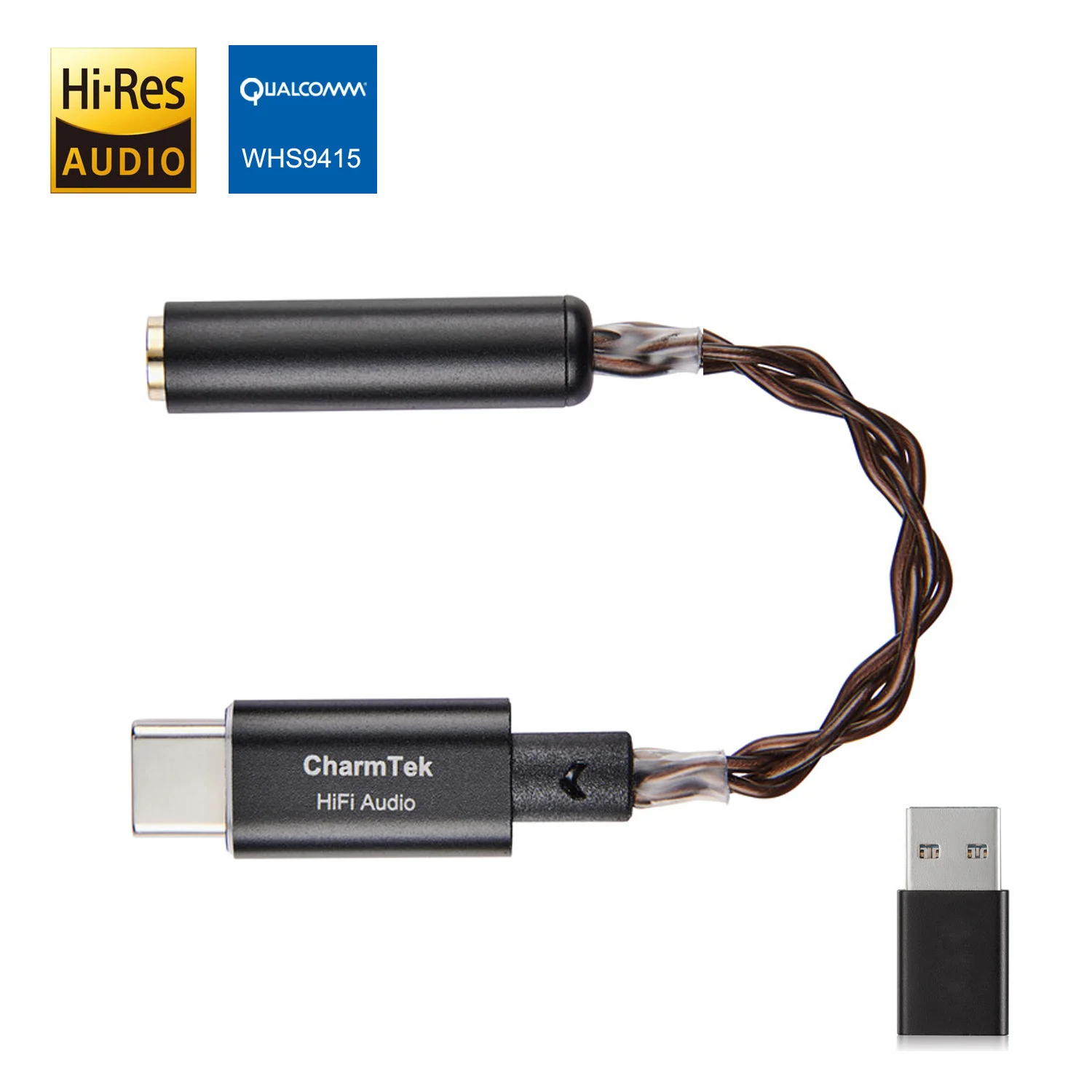 CharmTek Qualcomm USB C Hi Fi Audio DAC Prijenosno Pojačalo za Slušalice Pro za Samsung Note 20 S20 Pixel 5 iPad Pro