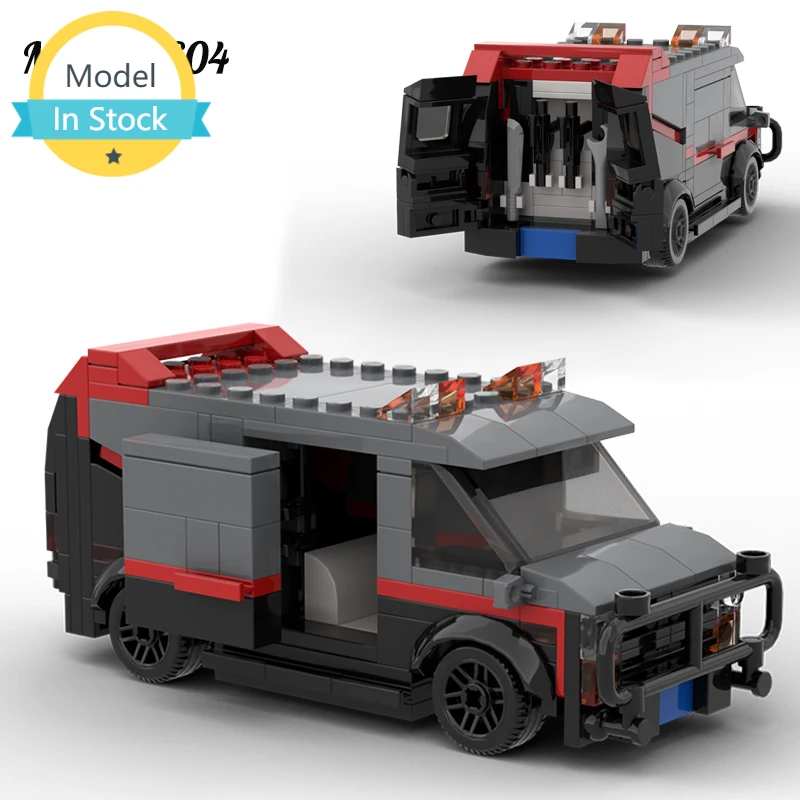 MOC Policijski automobil ATeam GMC Vandura skup sastavnih blokova simulacijski model vozila kreativno diy razvija dječja igračka
