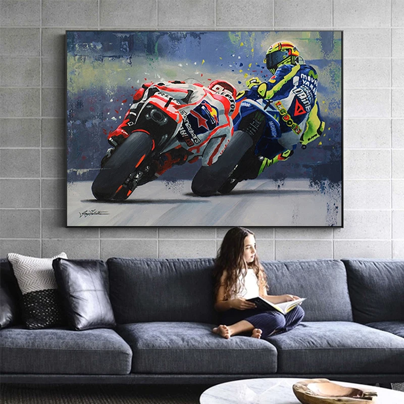 Uljana Grafike Valentino Rossi Plakat Motocikl Platnu Slikarstvo Tisak Plakata Cuadros Zidni Umjetnička Slika za Dnevni boravak 0