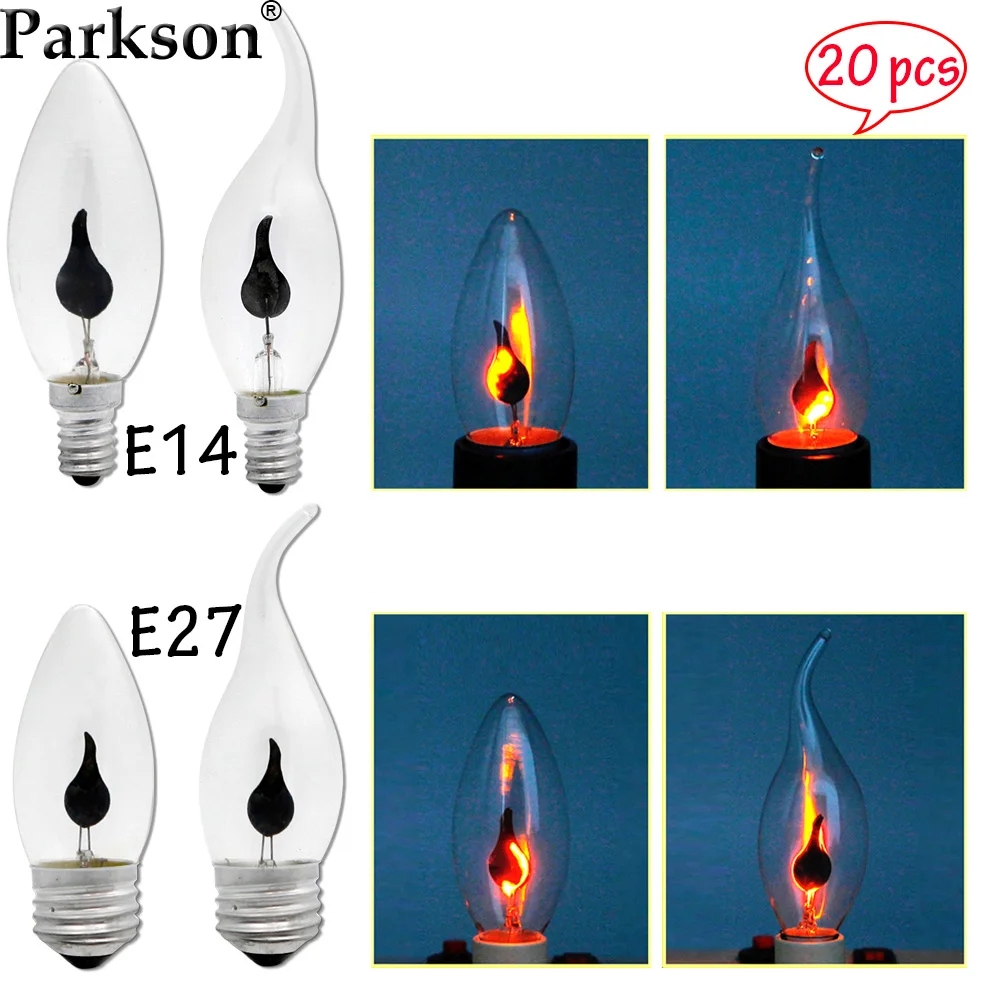 20 kom. Led Žarulja Edison Svjetlucavi Plamen Vintage E14 E27 Led Svijeća Žarulja 3w AC220V Led Žarulja za uštedu energije Svjetiljka Za uređenje Doma 0
