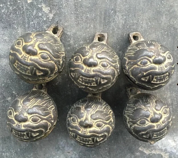 6 KOM. Qing Glava Tigra Bakra Prsten/Zvono Antička Zbirka Skulptura malo zvono Besplatna Dostava