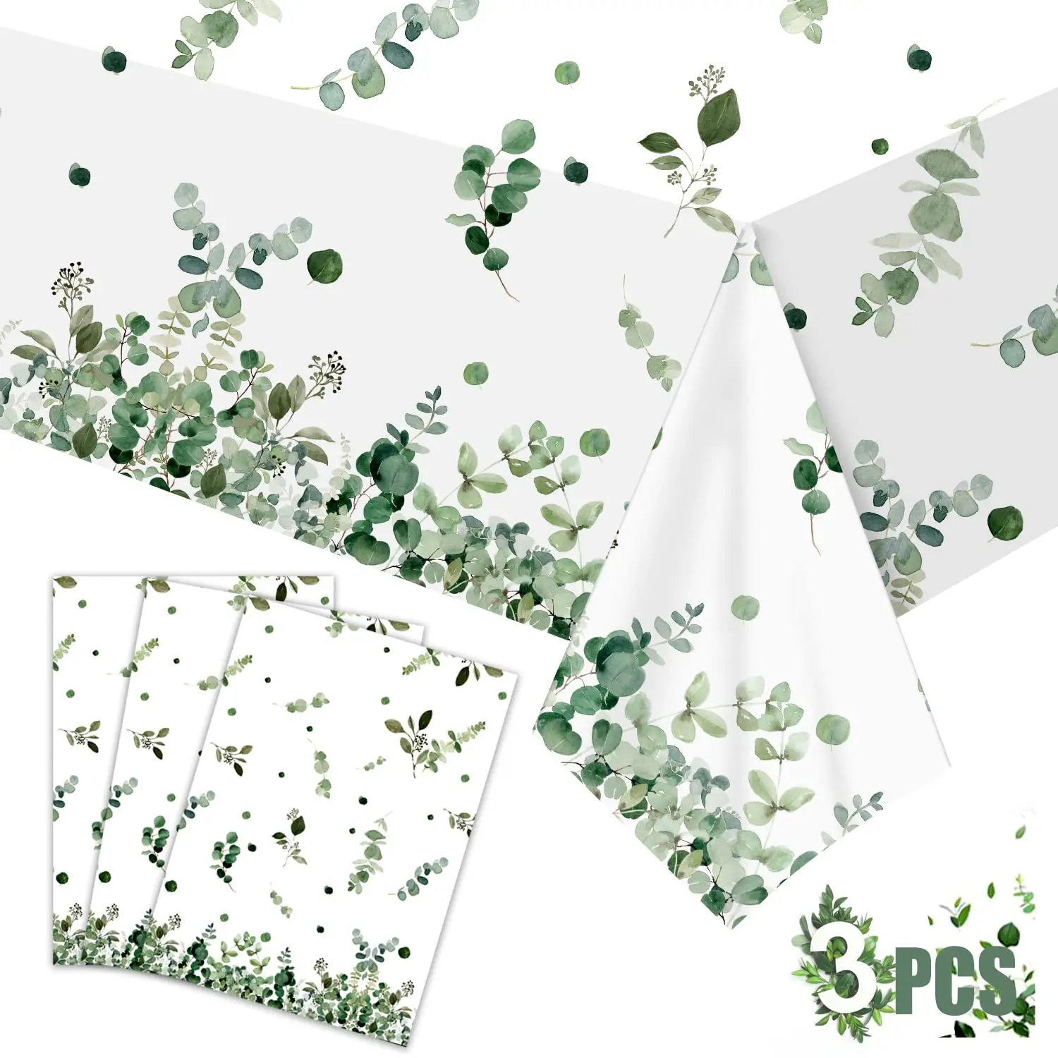 Lišće Eukaliptusa Večernje Uređenje Površine Stolnjak Kadulja Plastični Poklopac Površine za Tuširanje Rođendana Djeteta Jednokratna Stolnjak