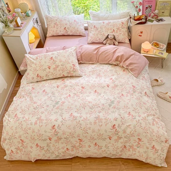 Kvalitetan pamuk set posteljine: 1 deka, 2 jastučnice (bez ručnici), prozračan, ugodan za kožu, za jednim/parna soba kreveta, 17 veličina 5