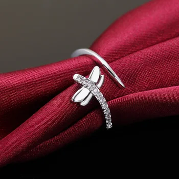 Topla novost 925 sterling srebra Crystal elegantan dragonfly prsten za žene od 18 Do zlata podesiva moda vjenčanje poklon nakit