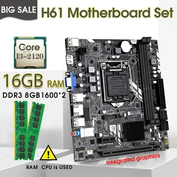 Kit H61 matične ploče LGA 1155 procesor I3-2120 i DDR3 2 * 8 GB = 16 GB memorije RAČUNALA od 1600 Mhz